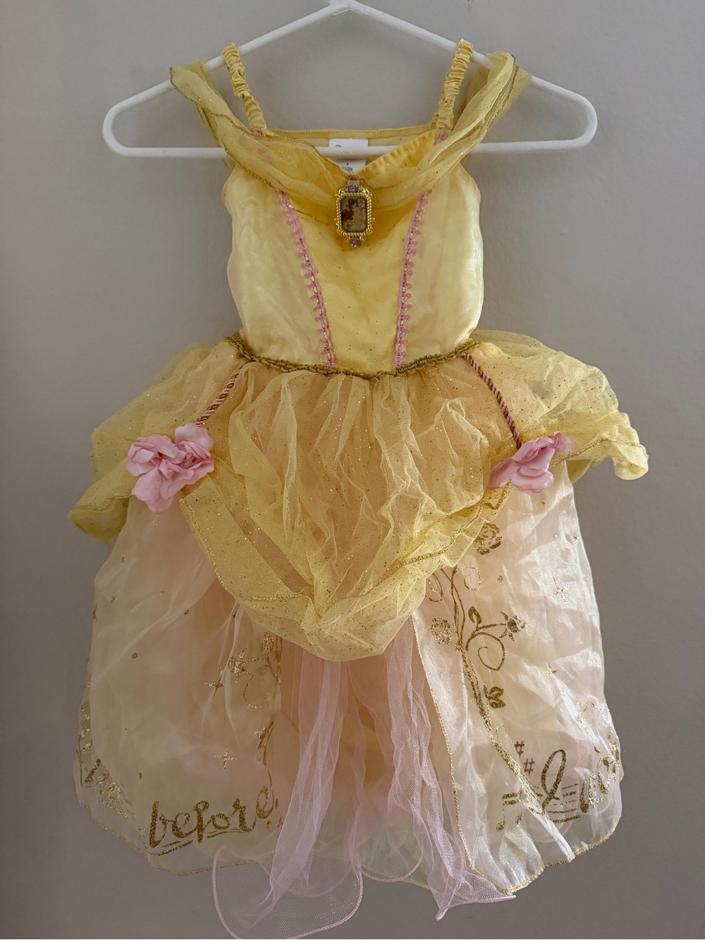 Disney Belle Yellow and Pink Princess Dress Costume